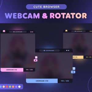Przeglądarka internetowa i widżet rotatora zdarzeń | 8-kolorowa, ładna, retro ramka kamery internetowej z podcelem + etykiety dla streamerów Twitch | Vtuber | OBS