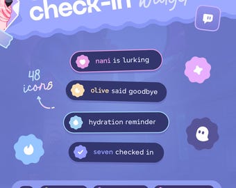 Check In & Reward Widget V.2 ⟢ 15 Channel Point Rewards  •  Customizable colors, font, icons, layouts ⟡ Twitch Streamers Streamelements OBS