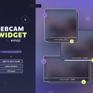 Emoji Webcam & Event Rotator Widget — Minimalna jasna i ciemna ramka kamery internetowej + etykiety dla streamerów Twitch | Streamelements OBS