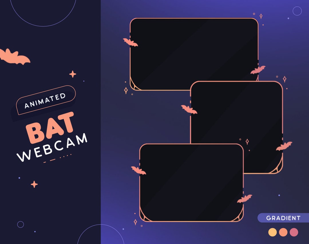 Halloween Animated Gradient Bat Webcam Frames | 3 Spooky Orange ...