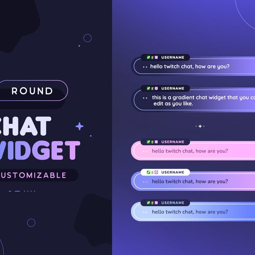 Round Gradient Chat Widget Customizable Simple Minimal Cute - Etsy