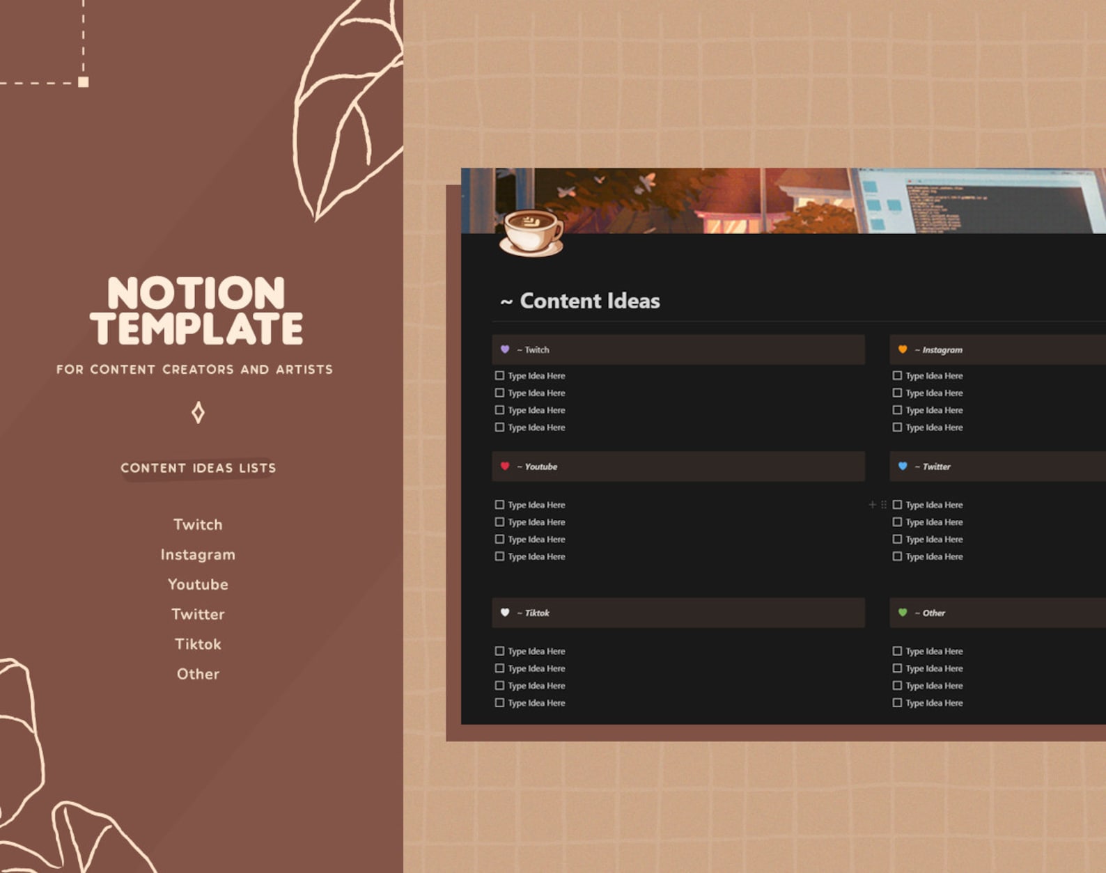 Cozy Notion Template for Content Creators & Artists - Etsy