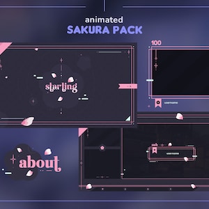Sakura Twitch Pack | Animated Pink Sakura Cherry Blossom Streamer Pack | Overlays, Stream Scenes, Panels, Alerts & Webcam Border