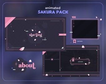 Sakura Twitch Pack | Animated Pink Sakura Cherry Blossom Streamer Pack | Overlays, Stream Scenes, Panels, Alerts & Webcam Border