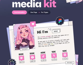 Monoline Media Kit  ⟢  One-page sheet for content creators, streamers & influencers  •  Figma template   •  Customizable