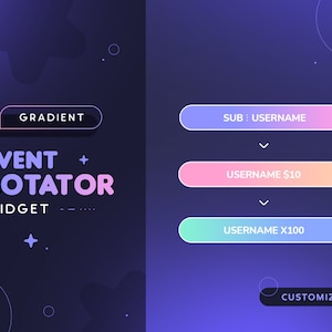 Gradient Event Rotator Widget | Minimalny konfigurowalny Event Label Rotator dla streamerów Twitch | Streamelements OBS