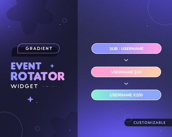 Gradient Event Rotator Widget  | Minimal Customizable Event Label Rotator for Twitch Streamers | Streamelements OBS