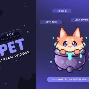 Fox Stream Pet | Halloween Animated Fox Mascot Widget for Streamers | Reacts to Events & Customizable Commands | 10 Expressions