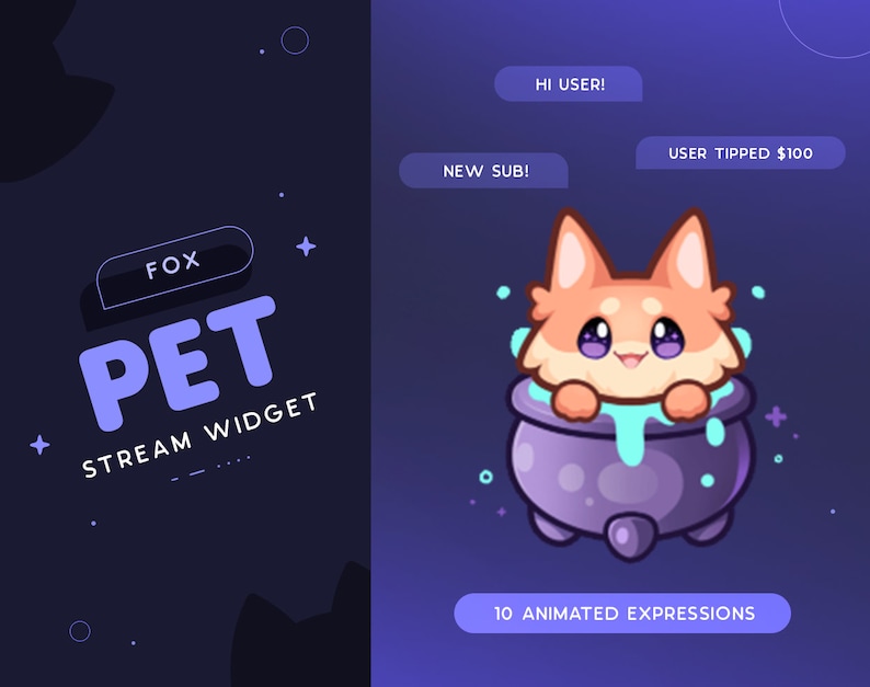 Widgit Fox Fox Stream Pet | Halloween Animated Fox Mascot Widget for Streamers ...