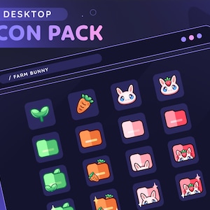Farm Bunny Desktop Icon Pack | Cute Computer PC Windows & Mac Custom Folder Icons Set