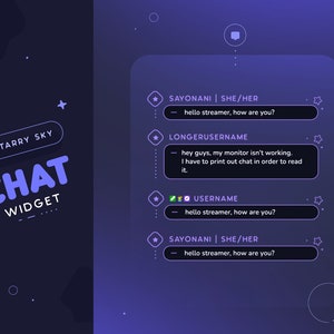 Starry Sky Twitch Chat Widget  | Celestial Stars Custom Chatbox for Streamers | Matches Starry Sky Pack