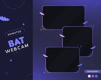 Halloween Animated Gradient Bat Webcam Frames | 3 Spooky Purple & Pink Webcam Borders for Streamers