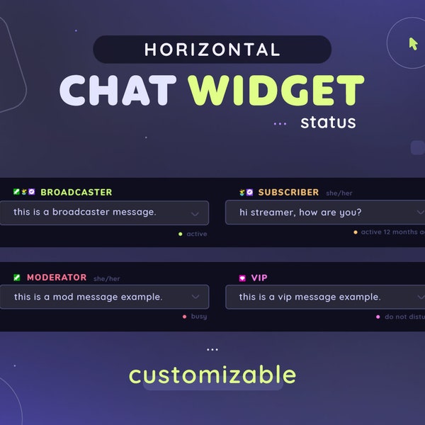 Status Horizontal Scrolling Chat Widget  | Customizable Minimal Smooth Scroll  Custom Chat for Twitch Streamers | Pronouns Badges Tiktok OBS