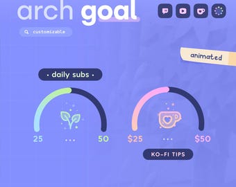 Arch Goal Widget — Twitch, Ko-fi & Youtube  •  30+ Icons, Confetti and Animations  •  Chat Commands, Tally, Reset // StreamElements OBS