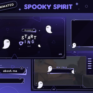 Spooky Spirit Animated Twitch Pack | Halloween Ghost Ouija Purple Streamer Package | Overlays, Transition, Panels, Alerts, Webcam | Vtuber