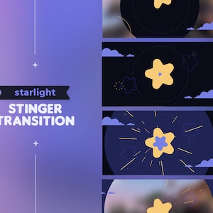 Starlight Stinger Transition || Cute Stars & Clouds OBS Scene Transition | Twitch Youtube Vtuber Streamer
