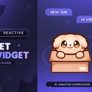Golden Retriever Labrador Stream Pet | Cute Animated Dog Inside Box Mascot Twitch Widget | Reacts Events & Custom Commands | 10 Expressions
