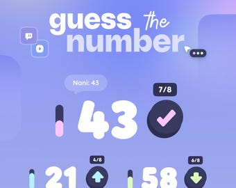 Guess The Number Widget ⟢  Interactive Chat Game • (2) Modes, Channel Reward & Customizable  |  Twitch and Youtube • StreamElements OBS