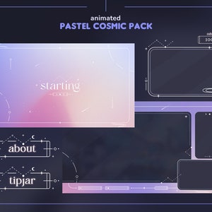 Pastel Cosmic Twitch Pack | Animated Minimal Astrology Stars Streamer Pack | Overlays, Stream Scenes, Panels, Alerts & Webcam Border