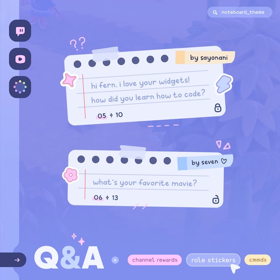 Q&A Widget — Twitch and Youtube  •  Channel Point Rewards, Chat Commands and Custom Colors  • (6) Role Stickers // StreamElements OBS