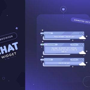 Blue Browser Twitch Chat Widget  | Animated Custom Cute Retro Chatbox for Streamers | Pronouns and Badges