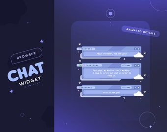 Blue Browser Twitch Chat Widget  | Animated Custom Cute Retro Chatbox for Streamers | Pronouns and Badges