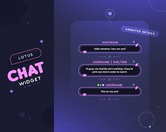 Lotus Twitch Chat Widget  | Animated Custom Pink Lotus Flower Chatbox for Streamers | Pronouns and Badges