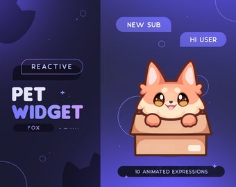 Fox Stream Pet | Cute Animated Orange Fox Inside Box Mascot Twitch Widget | Reacts to Events & Custom Commands | 10 Expressions