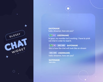 Glossy Minimal Twitch Chat Widget  | Animated Clean Customizable Chatbox for Twitch Streamers | Pronouns and Badges