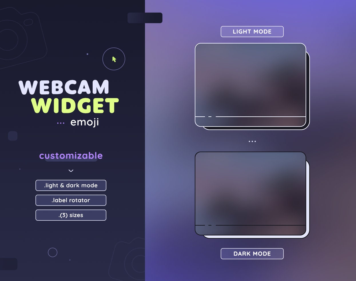 Emoji Webcam & Event Rotator Widget — Minimal Light and Dark Mode ...