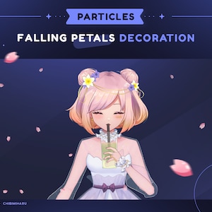 Sakura Petals Stream Decoration  | 5 Animated Falling Petals Particles For Twitch Streamers  |  Pink Blue Purple Yellow Green | Vtuber OBS