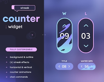 Counter Widget — (6) Streak Effect Animations • Count Anything // Wins Losses Counter for Twitch Streamers | Streamelements OBS
