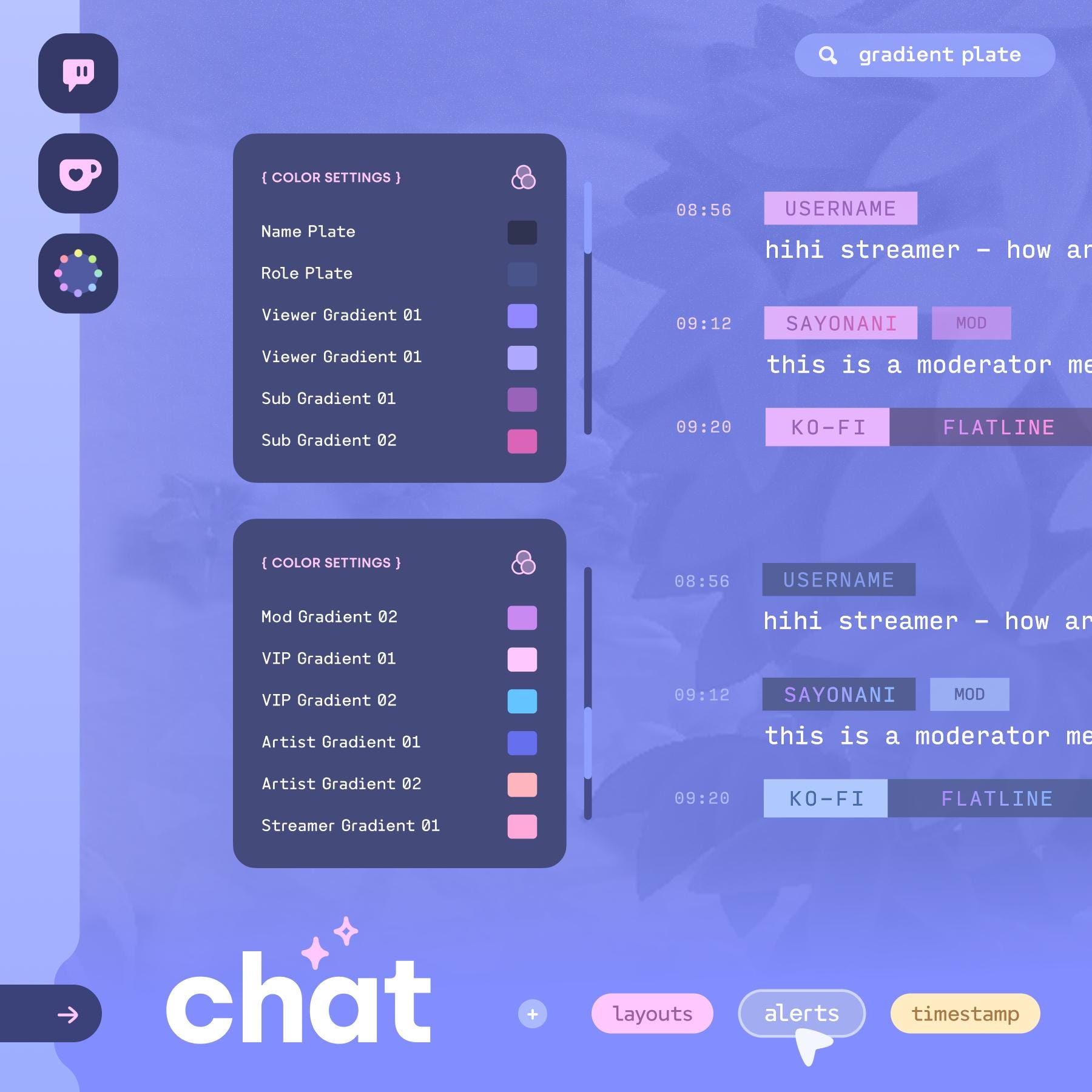 Gradient Plate Chat Widget • Twitch & Ko-fi Alerts • Vertical or ...