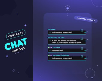 Contrast Twitch Chat Widget  | Animated Minimal Customizable Chatbox for Streamers | Pronouns and Badges