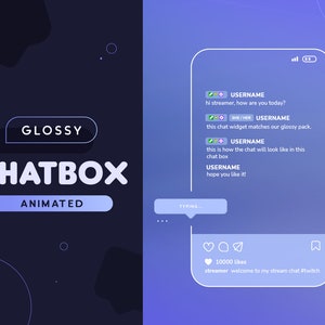 Glossy Animated Chatbox  | Minimal Blue Instagram Type Chat Box For Streamers | Just Chatting | Twitch Youtube |  OBS