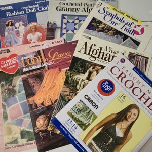 Crochet Pattern and How To Books - Afghans, Dolies, Table Scarves, Fashion Doll Clothes