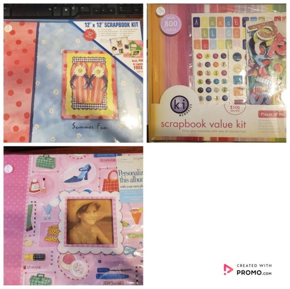 12 X 12 Scrapbook Kits, 12x12 Albums, Summer Scrapbook Kit, KI Memories  Scrapbook Kit, Teen Girl Scrapbook, Girls Scrapbook, Pink Glitter 