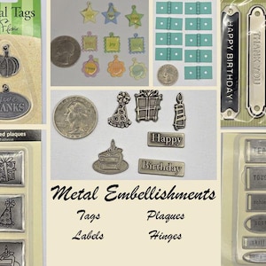 Enfeites decorativos de metal para scrapbooks, diários de lixo, mídia mista