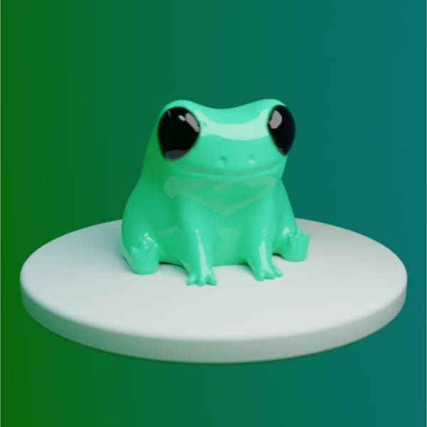 3D Printed Fred the Green Frog Cute Table Desk Top Frog Decoration Animal Little Figure Accessory STL 3D PRINT FILE.