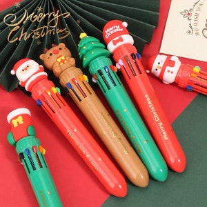 1 pcs Kawaii Christmas Ballpoint Pen Cute Christmas Tree Reindeer Santa Gift Box 0.5mm 10 Colors Pens School Office Stationary