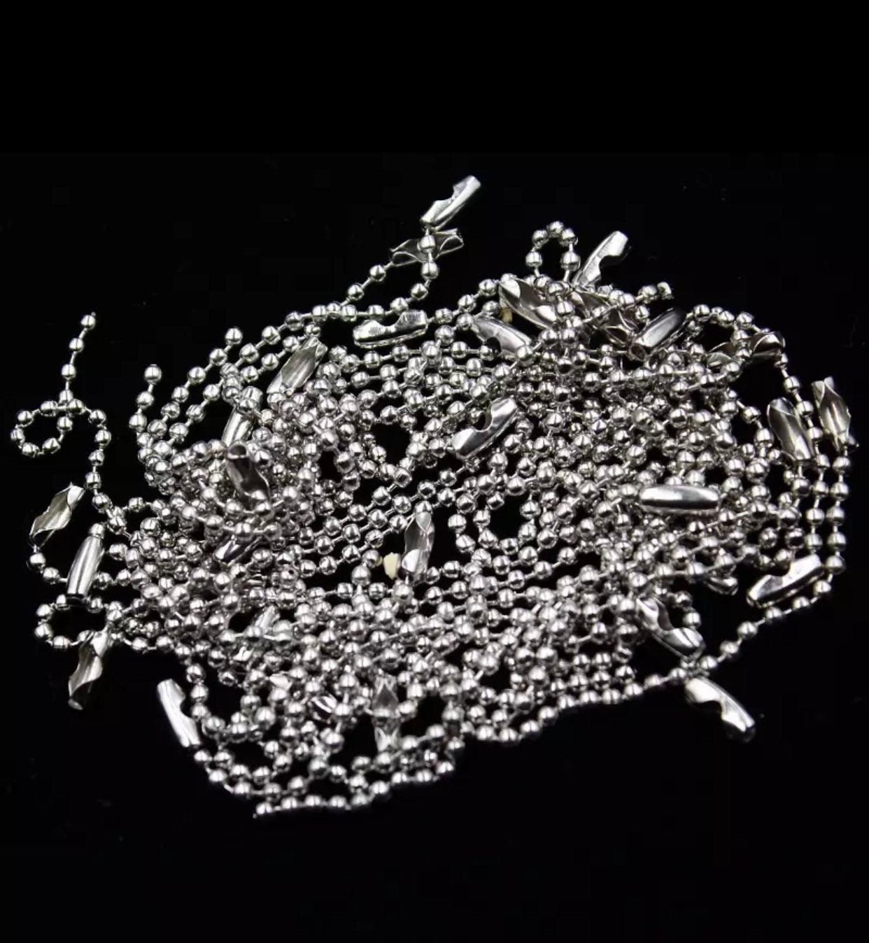 Rouleau Chaîne à Billes Acier Inoxydable 2mm - 10 Mètres Argenté - Pour Bijoux DIY, Porte-clés, Scrapbooking