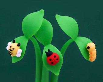 1 pcs Leuke Bud Dier Siliconengel Pen Zachte Modellering Zwarte Inkt Pen Glad Gemakkelijk Schrijven Kantoor Schoolbenodigdheden Korea Designer Supplies: