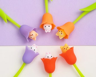 Bolígrafo de gel "Conejo Bluebells", tinta negra, papelería kawaii