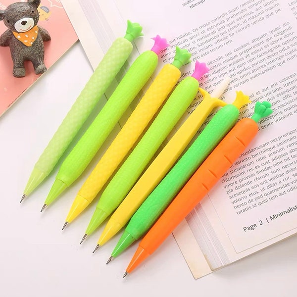 1 Pcs Cute Cartoon Fruit Press Automatic Mechanical Pencil Free Lead Refill Drawing for Kids School Office Student Stationery Gift