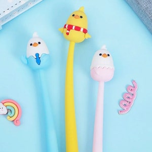 1 pcs Mignon Poulet Silicone Gel Stylo Doux Modélisation Noir Stylo À Encre Lisse Facile Écriture Bureau École Papeterie Corée Designer Fournitures