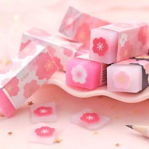 3 stuks / set schattige Sakura kersenbloesem / klaver gum zachte rubber potlood gum correctie tool briefpapier schoolcadeau voor kinderen studenten prijzen