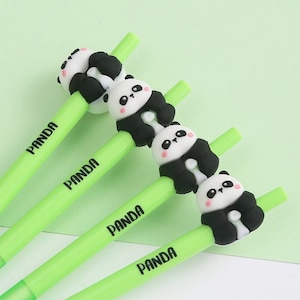 1 pçs bonito panda (aleatório) imprensa gel caneta engraçado animal escrita 0.5mm preto teste caneta estudante artigos de papelaria material de escritório presentes por atacado