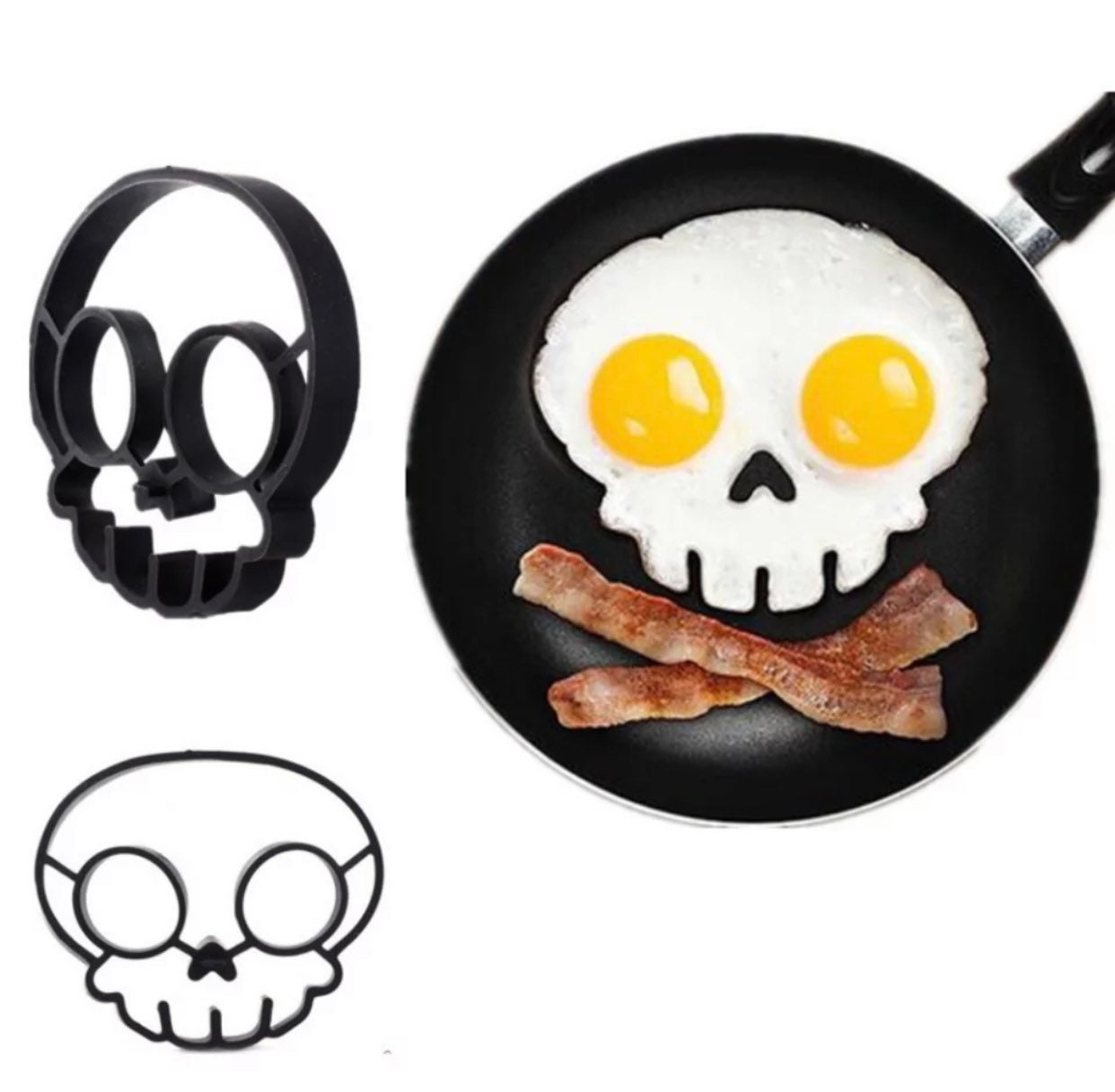 Spooky Halloween Owl & Skull Nonstick Silicone Egg Ring Maker Mold