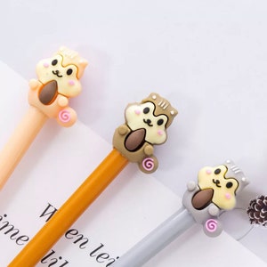 1 pcs Creative Cartoon Squirrel Neutral Pen Lovely Learning Papeterie Silicone Head Water Signature Pen Kawaii Fournitures scolaires