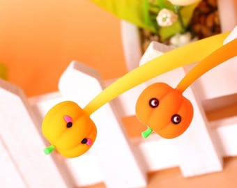 1 pcs (random) Cute Pumpkin Gel Pen Soft Modeling Black Ink Pen Smooth Easy Writing Office School Stationery Korea Designer